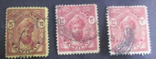 Zanzibar  1926 -1927 Sultan Chalifa bin Harub - Value in `CENTS` 12, 12 and 25c used