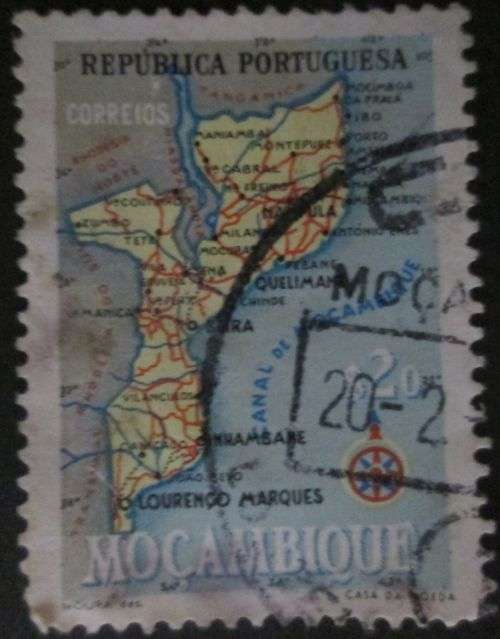Mozambique  1954 Map of Mozambique 20C used