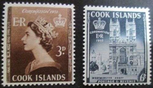Cook Islands 1953 Coronation of Queen Elizabeth II Set of two MNH