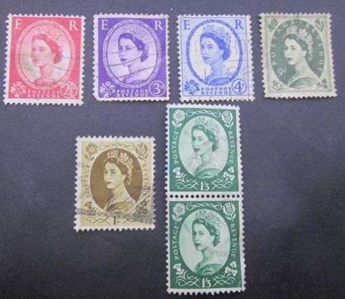 Great Britain 1952 -1954 Queen Elizabeth II partial set used