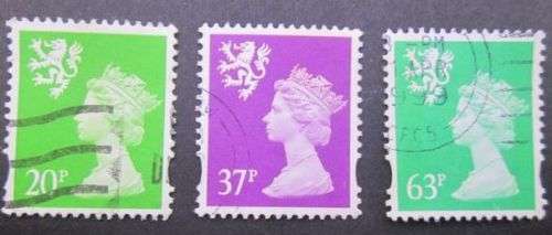 Great Britain Scotland 1996 Queen Elizabeth II - New Values and Colors Part set used