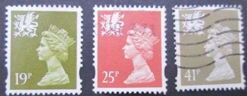 Great Britain Wales 1993 Queen Elizabeth II - New Colors and Values Part set used