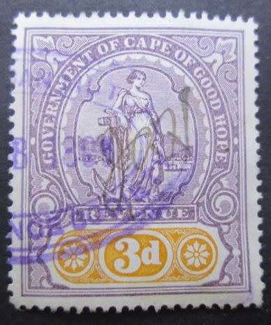 Cape of Good Hope 1898 - 3d INKOMSTE  REVENUE stamp - USED