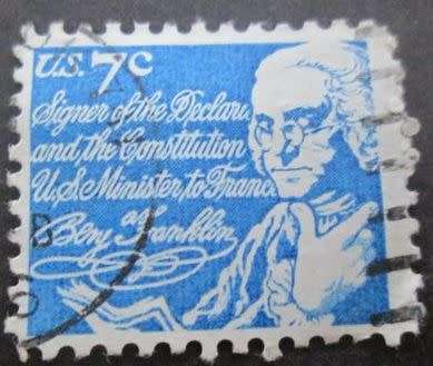 United States Postage 1972 Prominent Americans - Benjamin Franklin 7c used