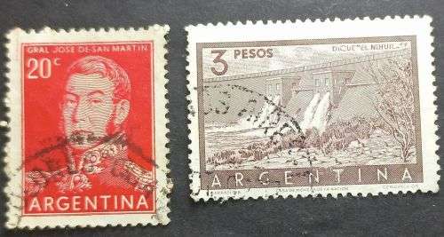 Argentina 1954 -1959 General San Martin and Local Motifs 20c and 3P used