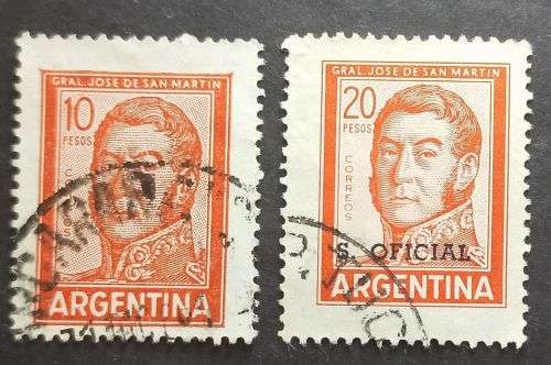Argentina 1965 -1966 Personalities and Local Motifs 10P used and 1967 Grn San Martin 20P used