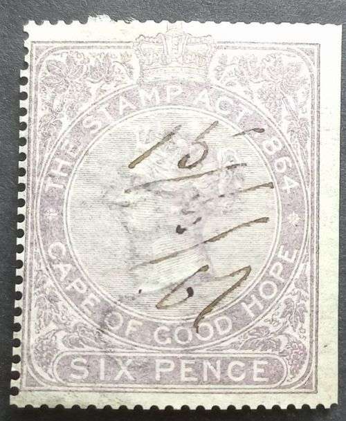 Cape of Good Hope 6d  :Revenue Stamp Act 1864 Used