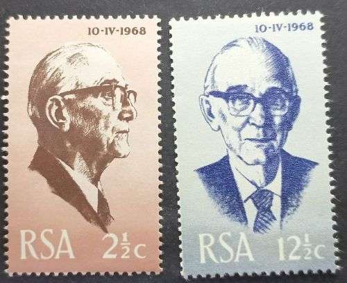 RSA  RSA  1968 Inauguration of President Fouche Mint 12 1/2c with small hinge scar