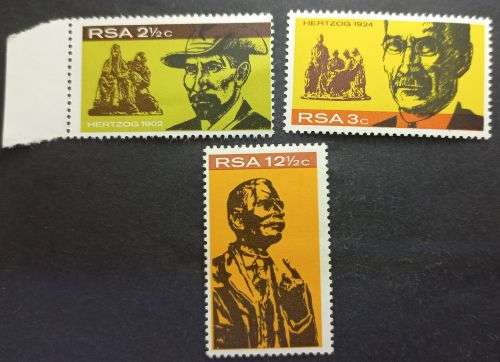 RSA  1968 Inauguration of General Hertzog Monument, Bloemfontein set 3c with small hinge scar