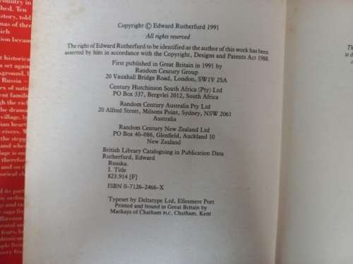 Russka - Edward Rutherfurd - Hardcover - 868 Pages
