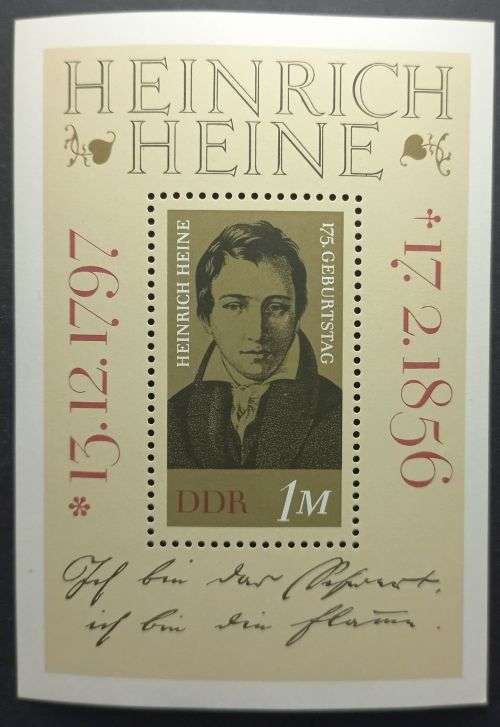 DDR 1972 The 175th Anniversary of the Birth of Heinrich Heine. Poet Minisheet MNH