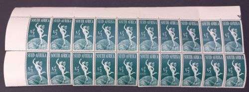 Union of South Africa 1949 The 75th Anniversary of U.P.U 1/2d block of 16 MNH