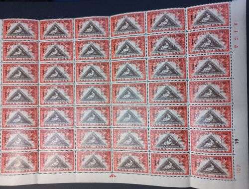 Union of South Africa  1953 The 100th Anniv of the first Cape of Good Hope 1d Block of 42 MNH