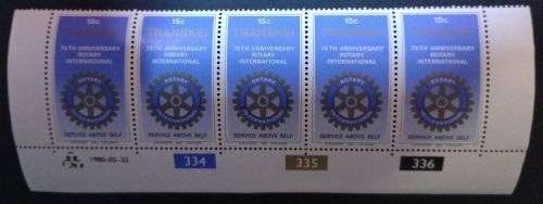 Transkei 1980 The 75th Anniversary of Rotary International Control Strip MNH