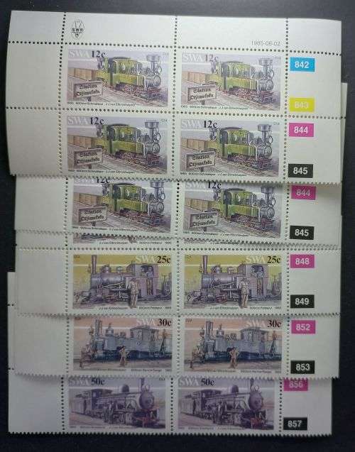 SWA - 1985 Narrow-gauge Railway Locomotives Full Set of Control Blocks of 4 MNH