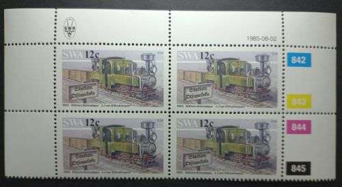 SWA - 1985 Narrow-gauge Railway Locomotives Full Set of Control Blocks of 4 MNH