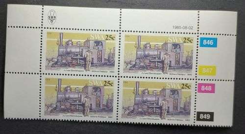 SWA - 1985 Narrow-gauge Railway Locomotives Full Set of Control Blocks of 4 MNH