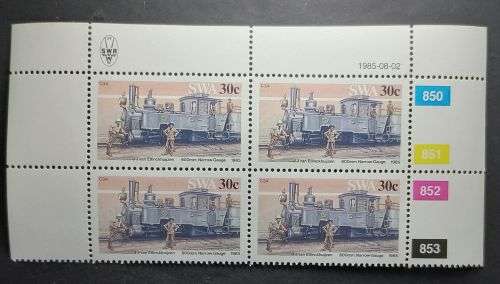 SWA - 1985 Narrow-gauge Railway Locomotives Full Set of Control Blocks of 4 MNH