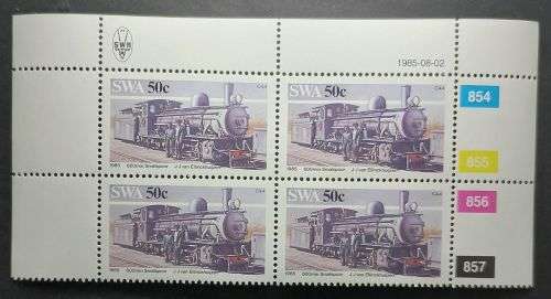 SWA - 1985 Narrow-gauge Railway Locomotives Full Set of Control Blocks of 4 MNH