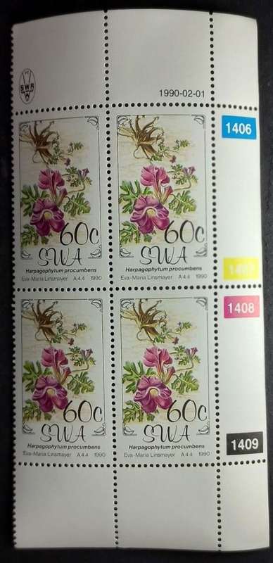 1990 - SWA - 60c - Flowers - Control Block