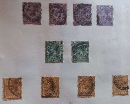 Great Britain King Edward V11 2, 1 1/2, 3, 4, and 5d stamps on sheet