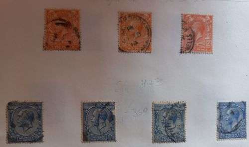 Great Britain King Edward V11 2, 1 1/2, 3, 4, and 5d stamps on sheet