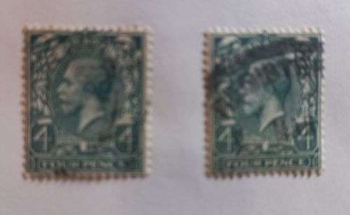 Great Britain King Edward V11 2, 1 1/2, 3, 4, and 5d stamps on sheet