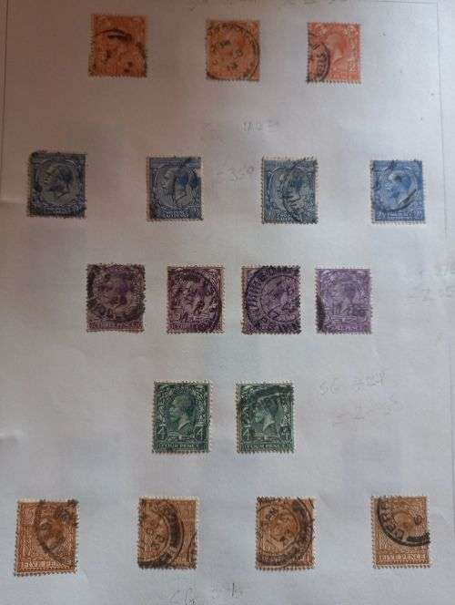 Great Britain King Edward V11 2, 1 1/2, 3, 4, and 5d stamps on sheet
