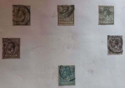 Great Britain King Edward V11 6,7 9,10d and 1/- used on sheet