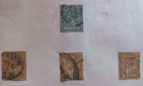 Great Britain King Edward V11 6,7 9,10d and 1/- used on sheet