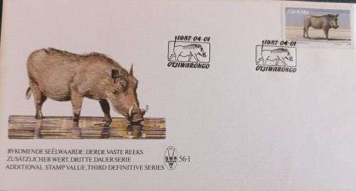 SWA 1987 FDC 56.1 16c Warthog Additional Value