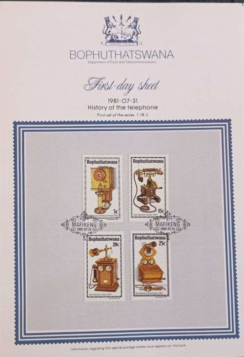 Bophuthatswana 1981 First Day Sheet 1.18.3 History of the telephone