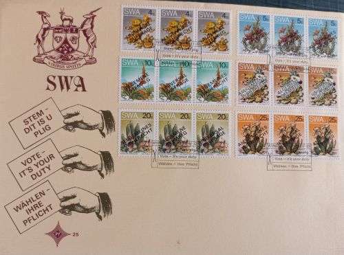 SWA 1978 FDC 26 Universal Suffrage Succulents - Complete set on FDC
