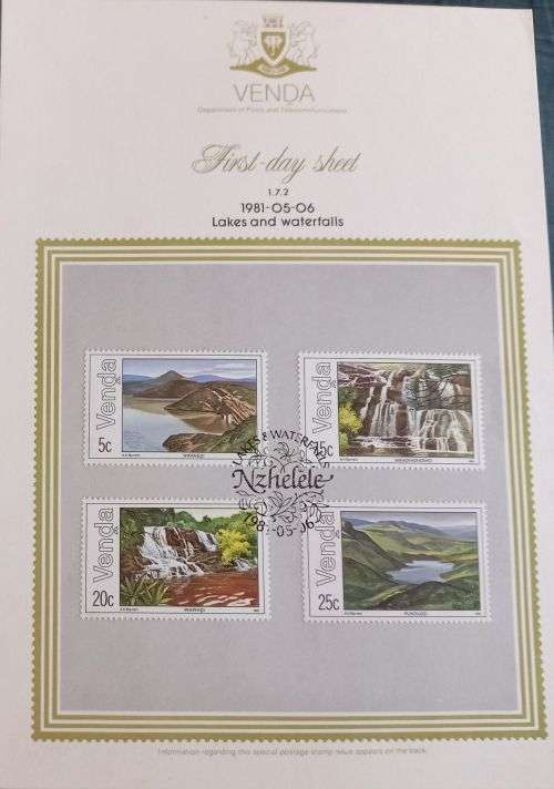 Venda FIrst Day Sheet, Lakes and waterfalls, 1981