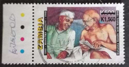 Zambia 2000 The 50th Ann of the Death of Mahatma Gandhi, Issues of 1998 Surcharged 1500/500K used