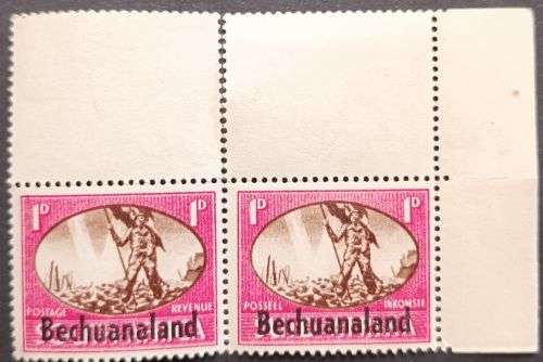 Bechuanaland Protectorate 1945 South Africa Postage Stamps Overprinted 1d pair MNH