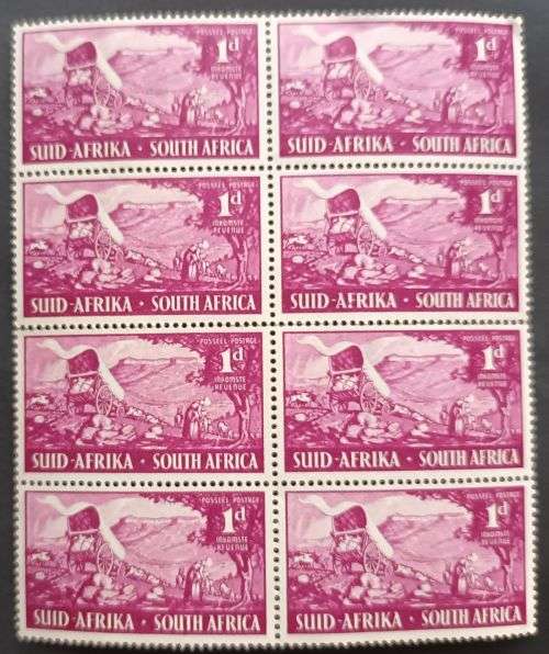 Union of South Africa 1949 Inauguration of Voortrekker Monument, Pretoria 1d Block of 8 MNH