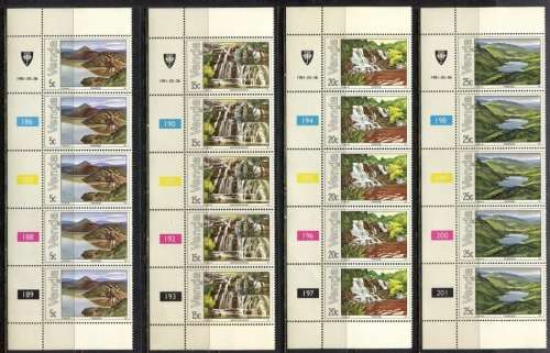 Venda 1981 Set 0f Control strips Lakes and Waterfalls MNH