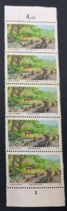 RSA  1992 Environmental Conservation 27c Block of  5 unused