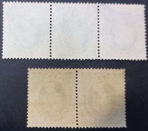 Rhodesia and Nyasaland 1954 Queen Elizabeth II 1d & 2d pair and triple used