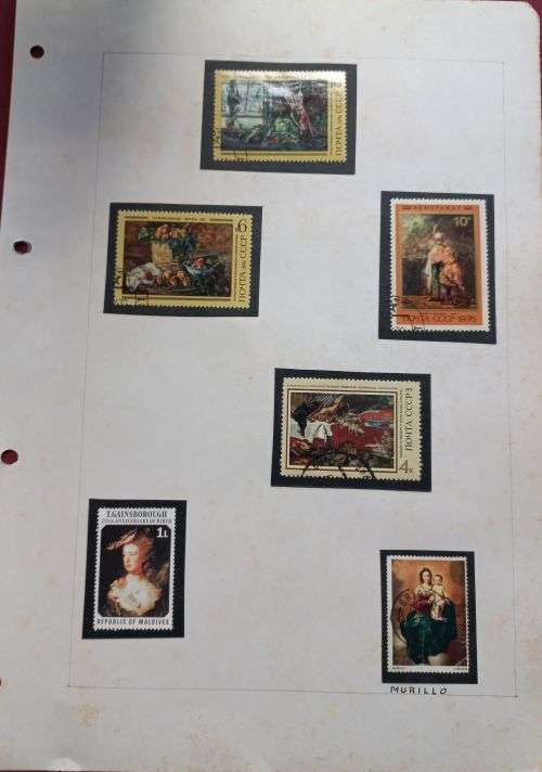 Album Page Famous Paintings CCCP, Maldives & Great Britain used