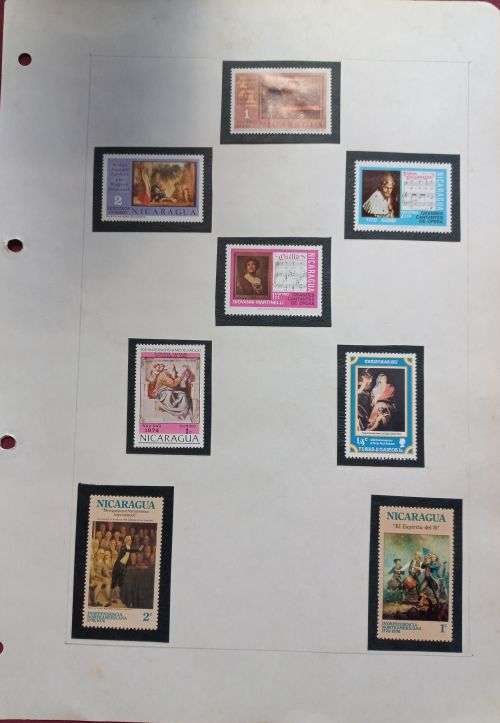 Album Page Famous Paintings Nicaragua  MNH