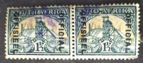 Union of SA 1948 Local Motives - Gold Mine 1 1/2d Pair official used