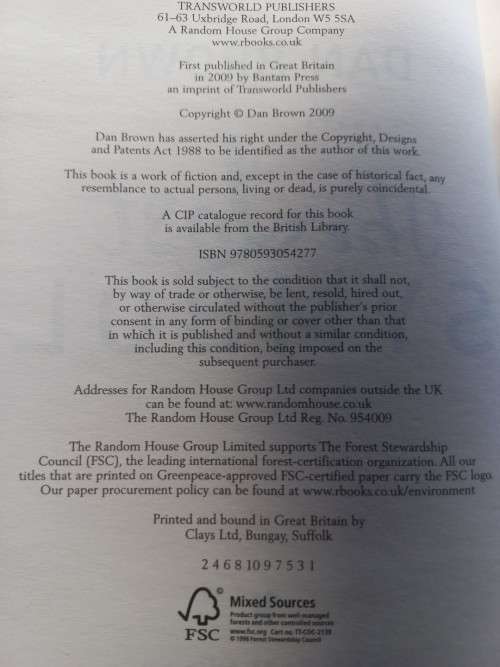 Dan Brown - The Lost Symbol - Hardcover - 509 Pages - First Edition