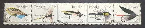 Transkei 1982 Fishing Flies Strip of 5 used