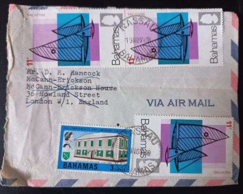 Bahamas 1968 Four stamps on Envelope used