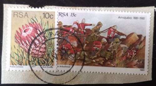RSA 1981 The 100th Anniversary of the Battle of Amajuba 15c & 10c used on piece