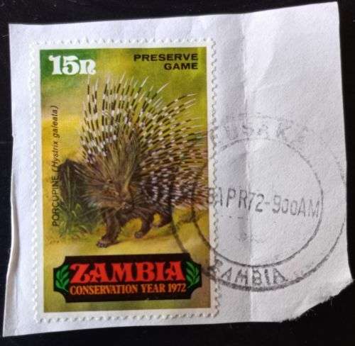 Zambia 1972 Nature Conservation Year 15N on piece