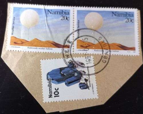 Namibia 1991 minerals 10c & 20c Weather stations on piece