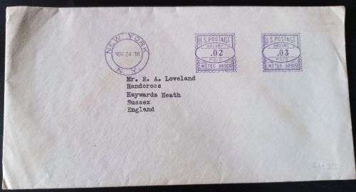 USA 1936 prepaid envelope to Sussex England from New York